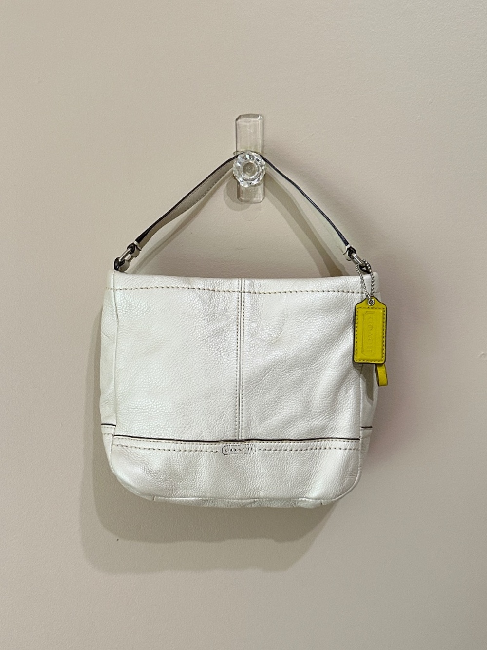 Vintage Coach White Leather Handbag Crossbody Bag Y2K